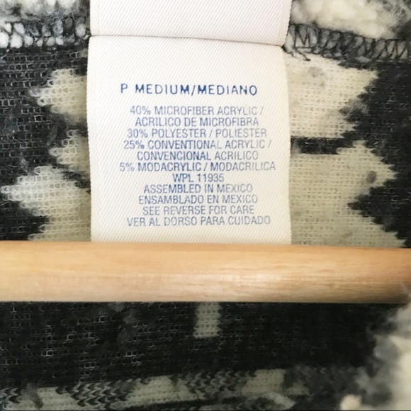 Vintage 90s Nordic Fair Isle Pullover Fleece Zip Jacket Deep Pile Tree Deer - Picture 9 of 9